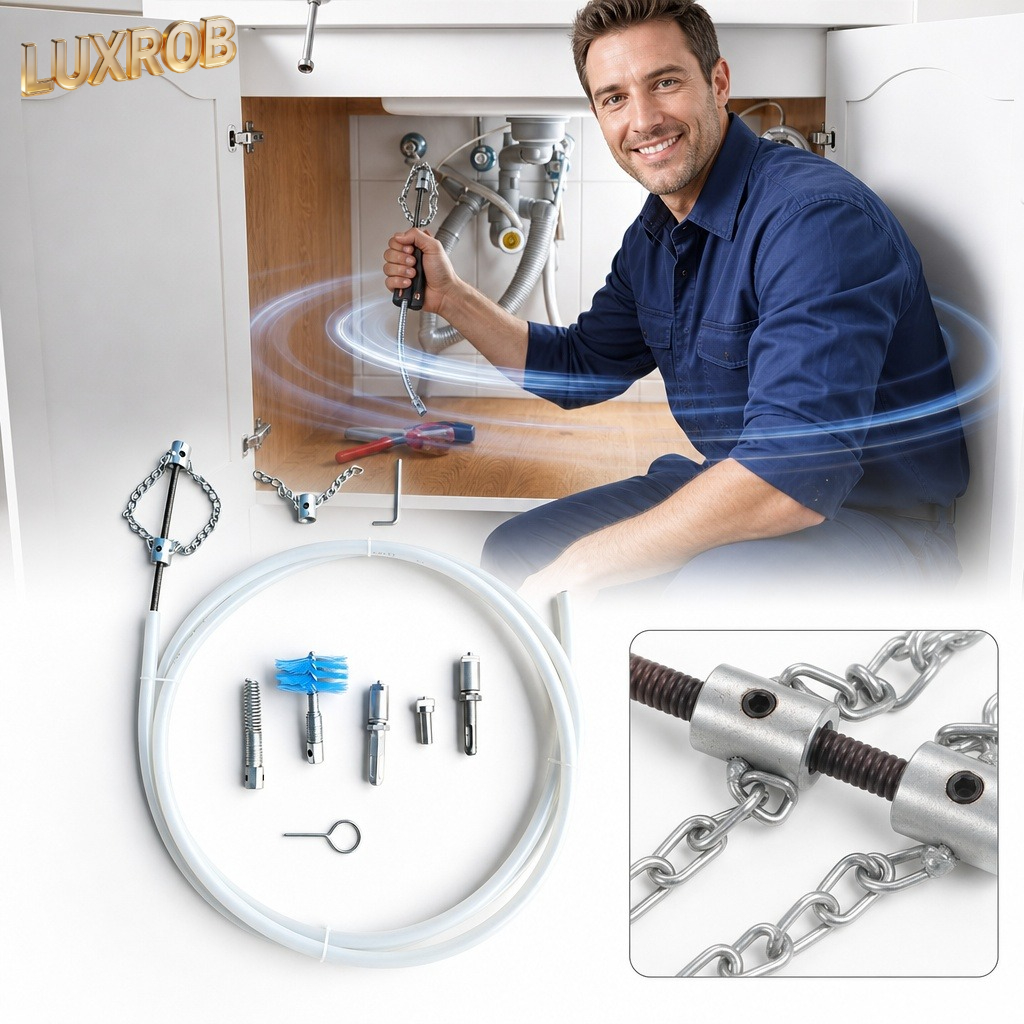 Drain Snake Flexible - Electric Drill Drain Auger Kit 9pcs
