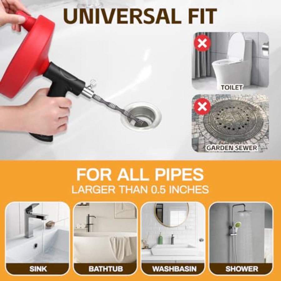 【Spot goods】Drain Auger 33 ft  – Drain Snake Flexible recenzja i cena